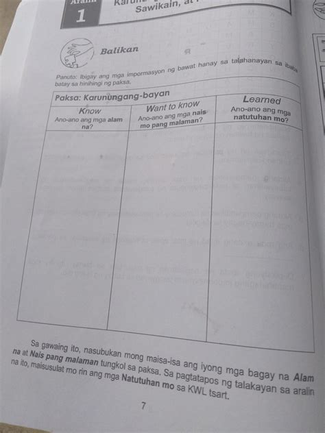 Balikan Panuto Ibigay Ang Mga Impormasyon Ng Bawat Hanay Sa Talahanayan