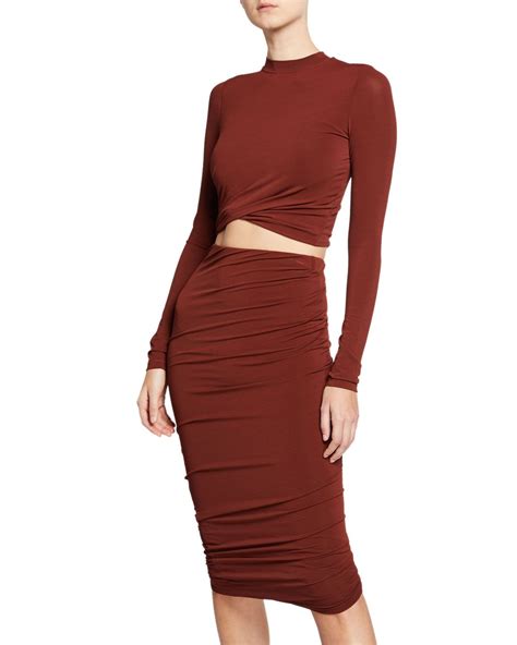 Download alexanderwang.t Twisted Mock-Neck Long-Sleeve Cropped ...