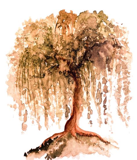 Watercolor Nature Willow Tree Digital Download Printable Etsy