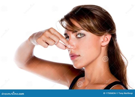 Woman Pinching Nose Stock Photo Image Of Pinching Woman 17506836