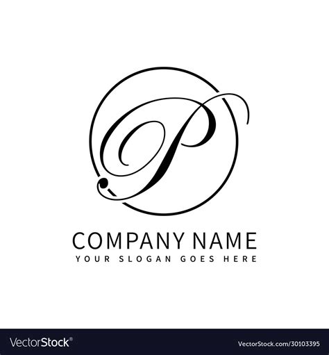 Letter P Script Initial Luxury Logo Design Vector Image