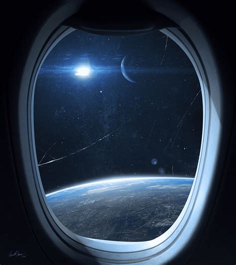 Crescent Moon View Window International Space Station Outer Space