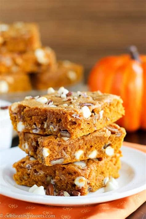 Pumpkin Blondies With White Chocolate Celebrating Sweets