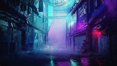 Aesthetic Cyberpunk Neon Sidewalk Johnny Night Dark