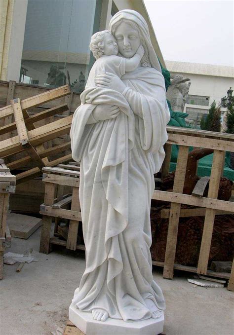 Life Size Marble Catholic Statue Of Madonna And Child Outdoor Garden