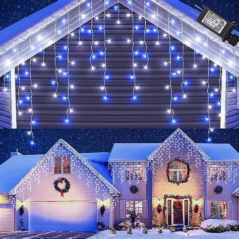 Toodour White And Blue Christmas Icicle Lights 295ft 360 Led Icicle
