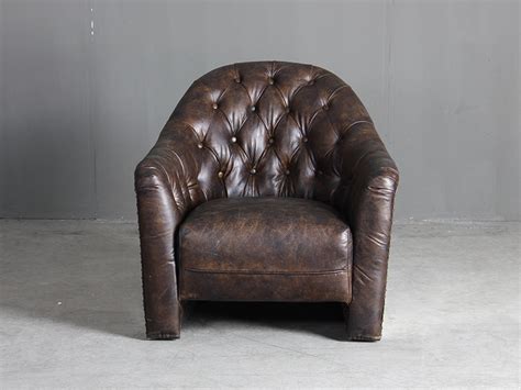 Single Seater Leather Sofa Vintage Brown Leather Sofa For Restaurant Dining