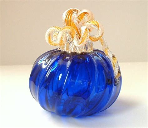Hand Blown Cobalt Blue Glass Pumpkin By Ajjewelrydesigns On Etsy