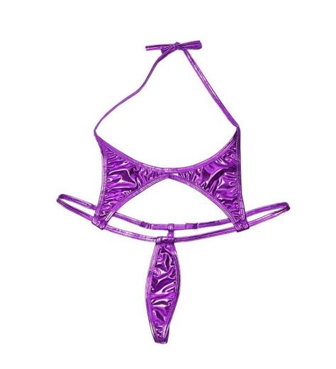 women s sexy one piece halter neck micro bikini thong g string swimsuit purple c71867x5lgt