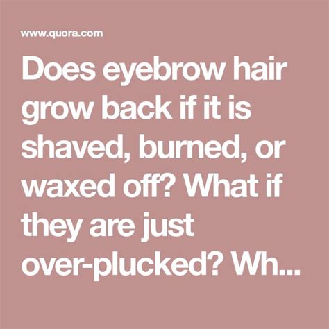 Does Eyebrow Hair Grow Back If It Is Shaved Burned Or Waxed Off What