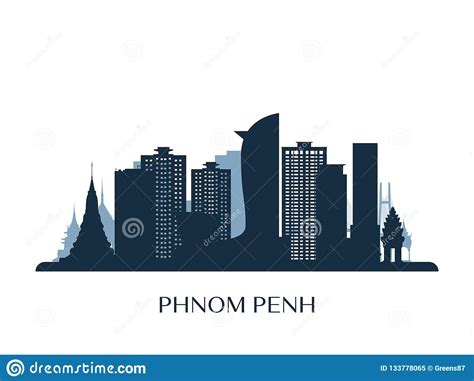 Phnom Penh Cambodia Asia Stamp Logo Icon Symbol Design Skyline City