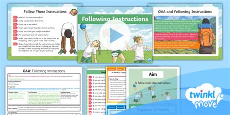 Twinkl Move Pe Year Oaa Lesson Following Instructions Lesson Pack
