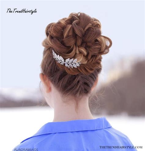 Psst, it's actually way easier to do than it looks. Braided Updo with Curls - 20 Cute Upside-Down French Braid ...