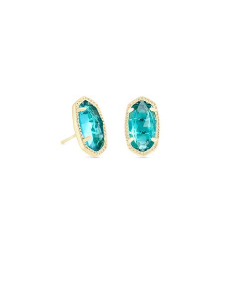 Ellie Gold Stud Earrings In London Blue Glass Kendra Scott