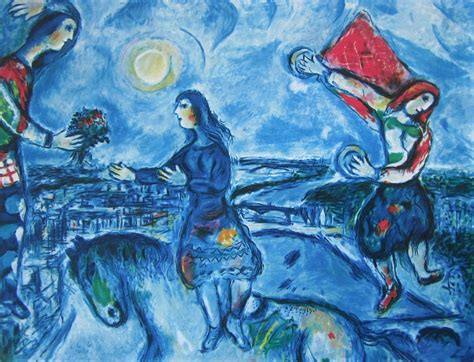 Lovers Over Paris Ltd Ed Offset Lithograph Marc Chagall Art
