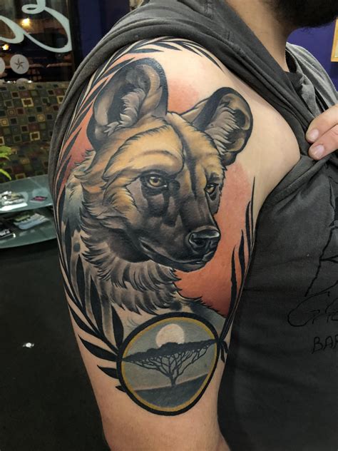 Building my dream was such a great. African Wild Dog by James Hurley at Eclectic Tattoo Shop ...