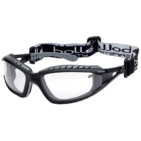 Bolle 40085 Tracker Safety Glasses Goggles Black Grey Temples Clear Anti Fog Lens