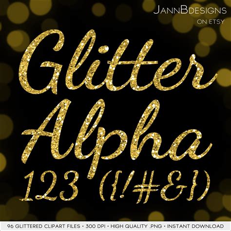 Gold Glitter Alphabet Clipart Instant Download Printable Etsy