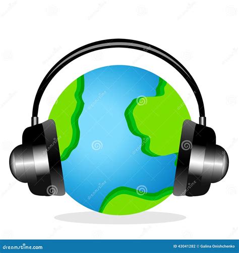 Planet Earth In Headsets On A White Background Vector Illustration