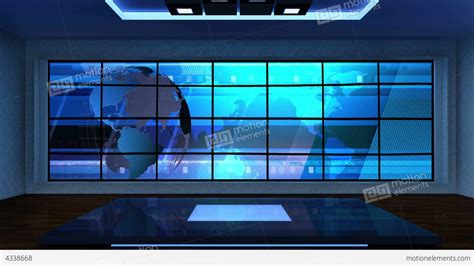 News Tv Studio Set 08 Virtual Green Screen Backgro Stock Video Footage