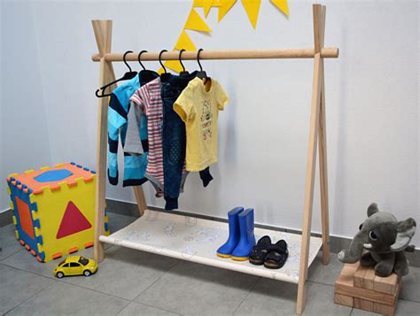 Mini Kids Clothes Rack Childrens Room Wooden Rack Clothing
