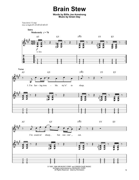 Brain Stew By Green Day Guitar Tab Play Along Guitar Instructor