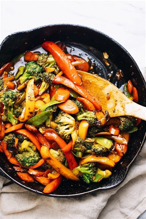 In a none stick fry pan heat oil until hot add minced garlic stir fry until brown then add meat cook until the meat is done. 30-Minute Stir Fry Vegetables | Recipe | Easy vegetarian ...