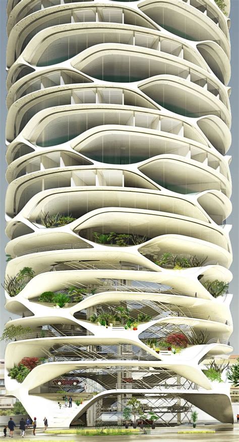 An Architectural Rendering Of A Tall Building With Trees Growing On It