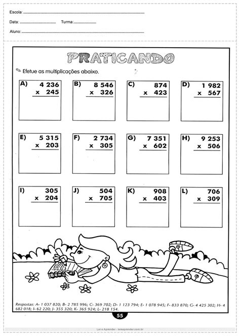 Multiplicação Atividades De Matematica 5 Ano