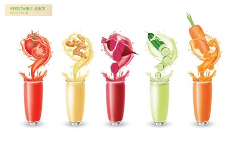 Realistic Fresh Vegetable Juice Set 1392052 Vector Art At Vecteezy