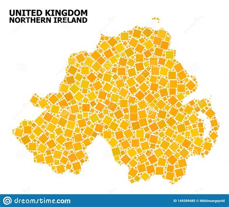 Gold Rotated Square Mosaic Map Of Northern Ireland Stock Illustration