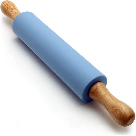 Igadgitz Home U6757 Non Stick Silicone Rolling Pin With Wooden Handles