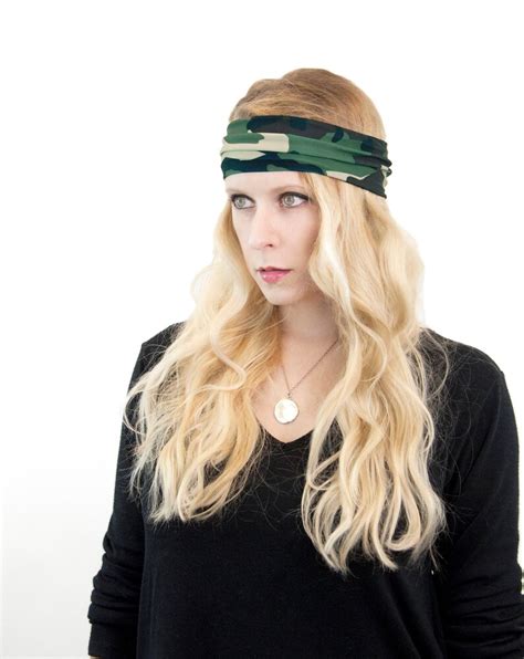 Green Camo Headband Women Headband Wide Headband Camoflauge Etsy