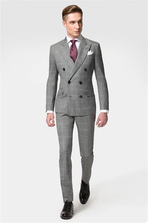 Hackett Grey Windowpane Suit Double Breasted Suit Men Mens Outfits