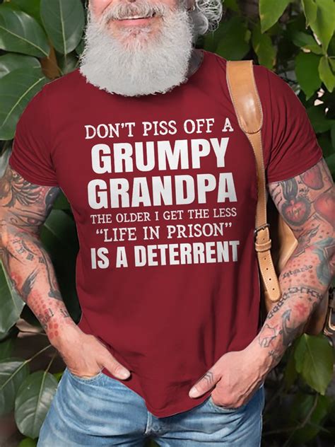 Dont Piss Off A Grumpy Grandpa Graphic Short Sleeve Tee Men Tops