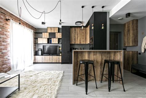 An Industrial Inspired Apartment With Exposed Brick Metal And Concrete Interiorzine