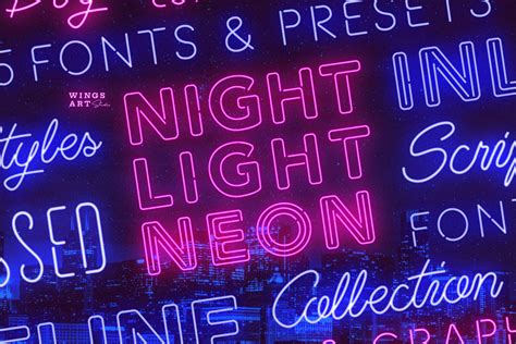 Night Light The Neon Font Collection By Wings Art Studio