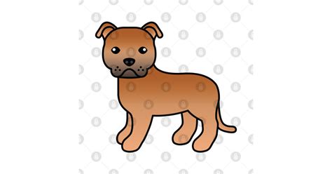Red Staffordshire Bull Terrier Dog Cute Cartoon Illustration