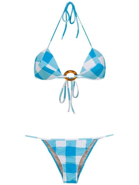 Buy Adriana Degreas Checked Bikini Set Blue At 20 Off Editorialist