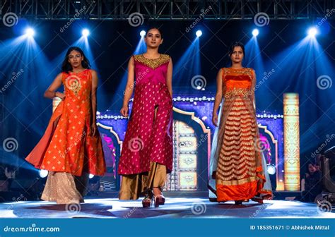 Indian Female Model Performing Ramp Walk In A Fashion Show Editorial