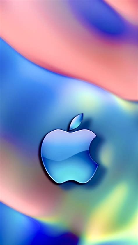 An Apple Logo Is Shown On The Back Of A Blue And Pink Iphone Wallpaper