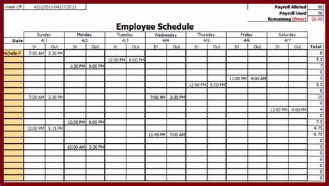 6 Work Schedule Templates Excel Excel Templates
