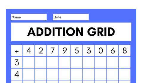 Addition Grid Worksheet Many Printables