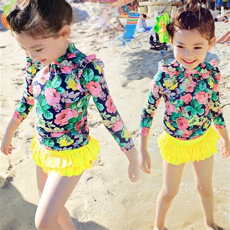 Baby Girls Kids Beach Swimwear Child Biquini Flower Bathing Suit For
