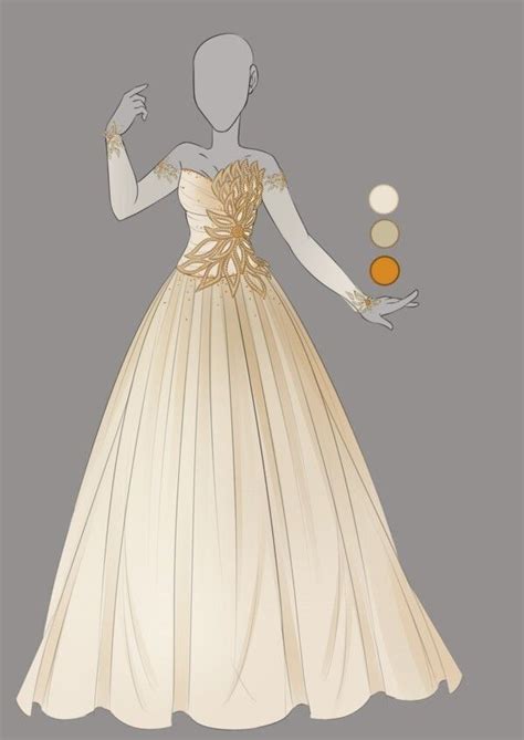 Pin By Chloe On Gold Outfit Dress Sketches Anime Dress Fashion