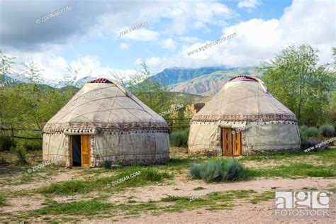 Yurt Or Ger A Round Shaped Traditional Nomad House Kyrgyzstan Stock