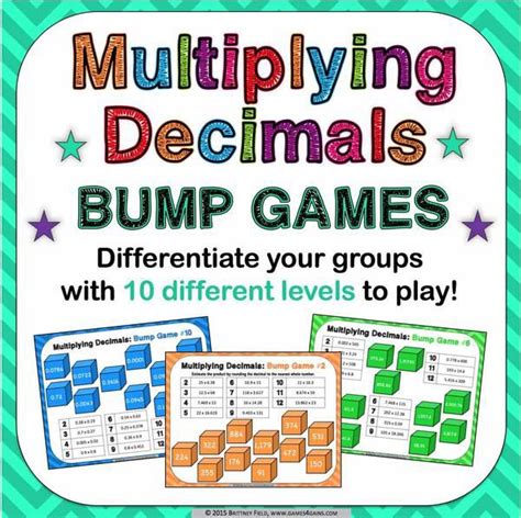 Multiplying Decimals Bump Games Contains 10 Different Multiplying