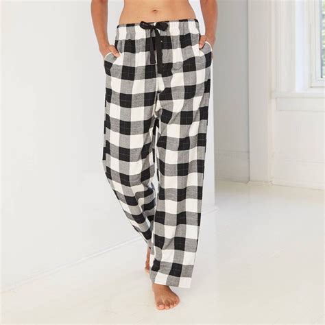 Womens Plaid Perfectly Cozy Flannel Pajama Pants Stars Above White