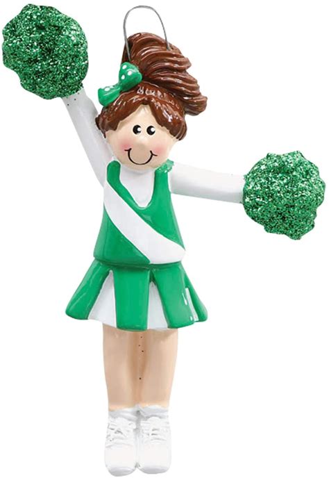 Cheerleader In Green Brown Hair Ornament Winterwood Gift Christmas