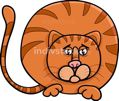 Cartoon Illustration Of Funny Fat Cat Character Indivstock